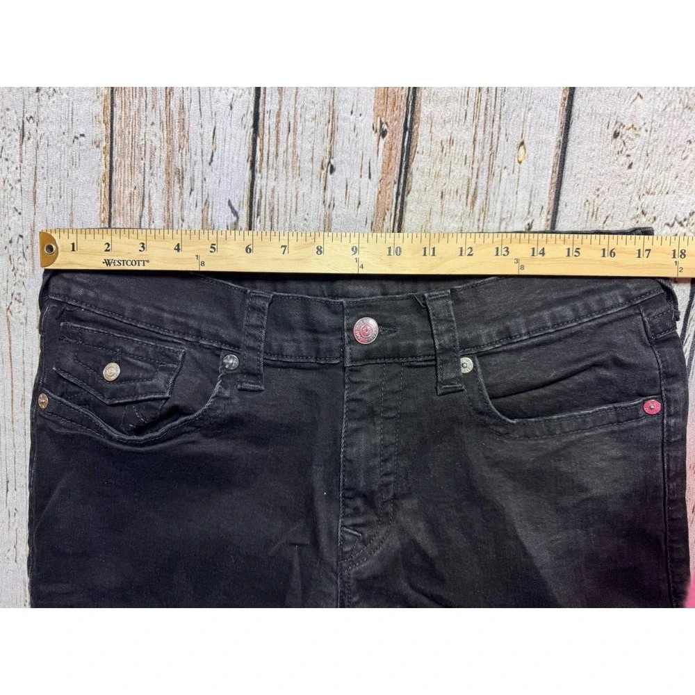 True Religion Ricky‎ Relaxed Straight Black Button Flap Pocket Jeans 36x32